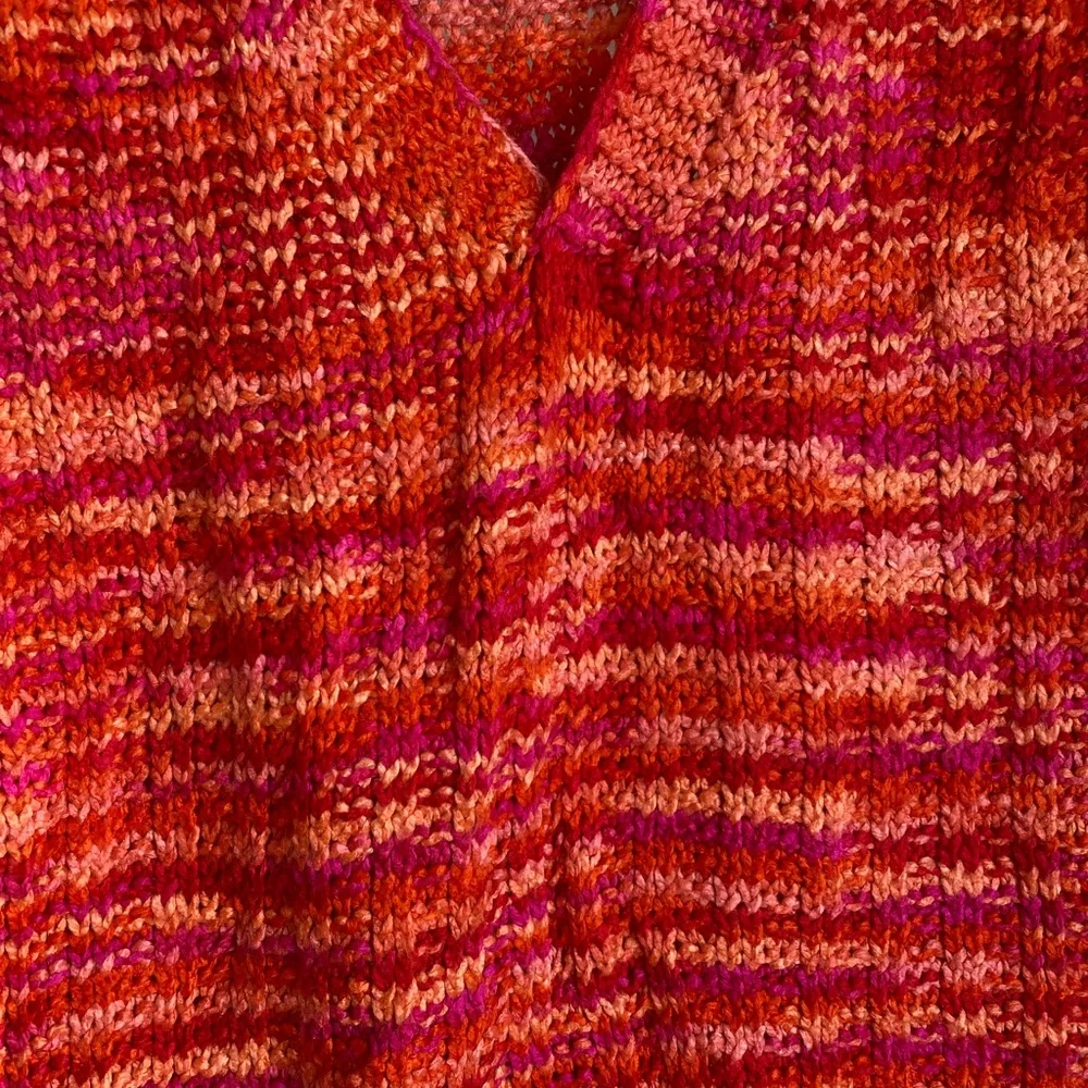 OOAK Vintage 70s80s Vibrant Sunset Multicolor Handmade Crochet Knit Sweater Vest - Picture 8 of 10